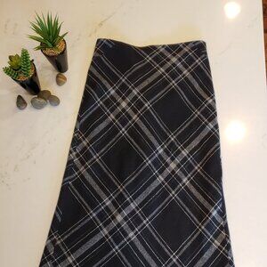 Ankle Length Wool Plaid Skirt